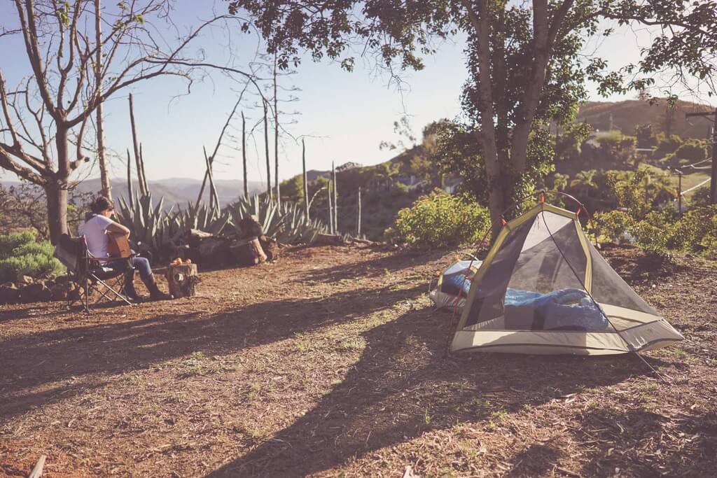 female camping